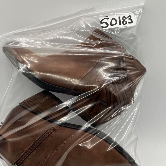 Clarks Womens 9 US Brown Leather Ankle Boots Side Zipper Fringe Western Cowgirl - Picture 15 of 16